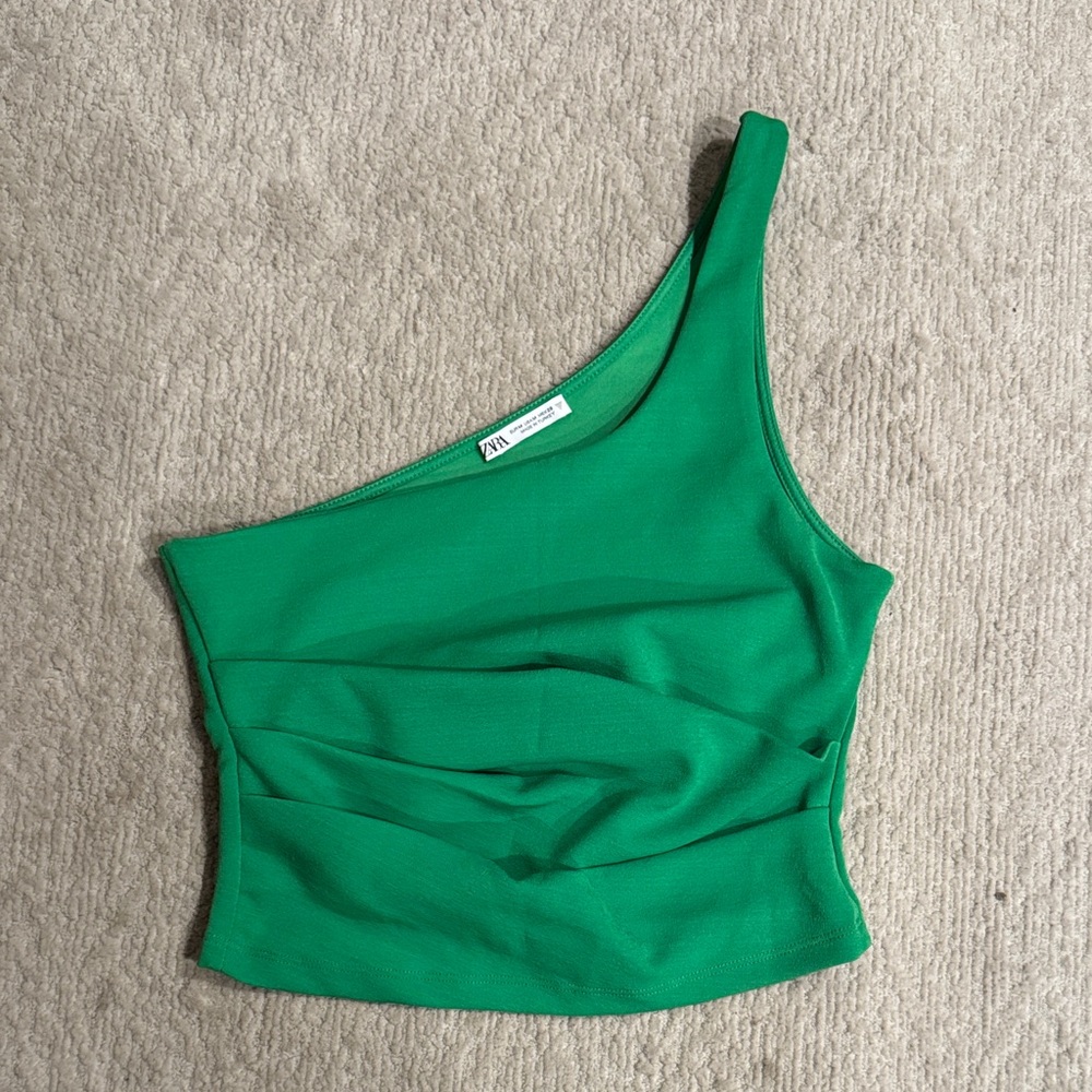 Zara Vibrant Green Asymmetrical Top